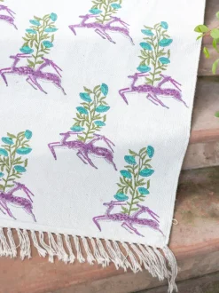 Kalki Block Printed Cotton Dhurrie Rug