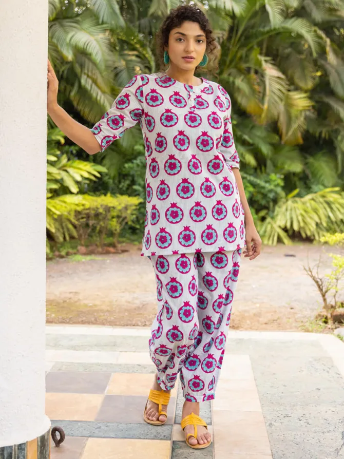 Kanmani Block Printed Cotton Co-ord Set of 2