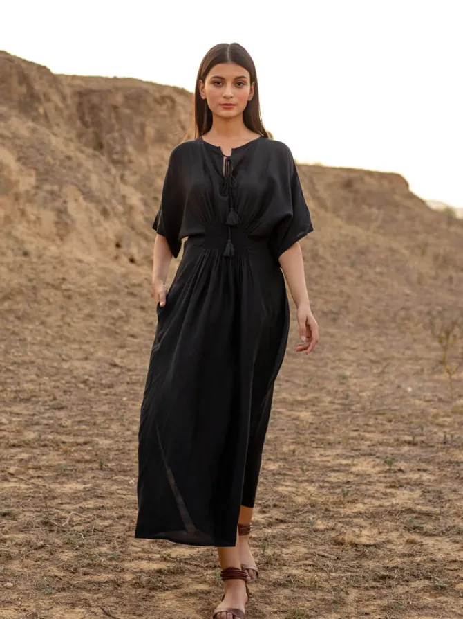 Kasturi Black Kaftan Maxi Dress