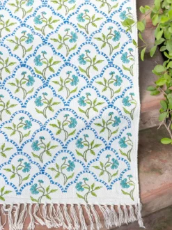 Kolam Block Printed Cotton Dhurrie Rug