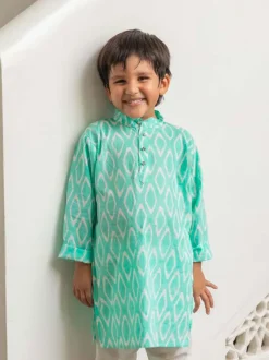 Krisna Organic Cotton Printed Ikat Long Kurta