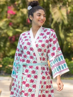 Laila Block Printed Luxury Cotton Bath Robe