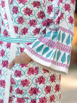Laila Block Printed Luxury Cotton Bath Robe