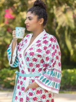 Laila Block Printed Luxury Cotton Bath Robe