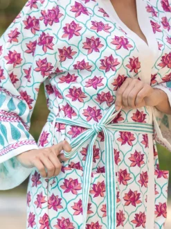 Laila Block Printed Luxury Cotton Bath Robe