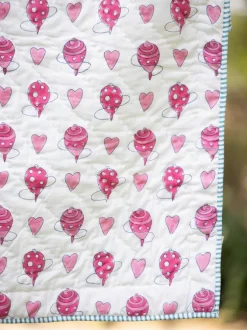 Lattu Hand Block Printed Cotton Quilt for Infants