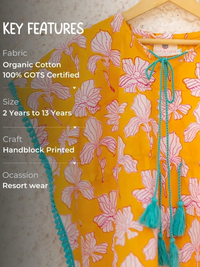 Lemon Organic Cotton Kaftan For Kids