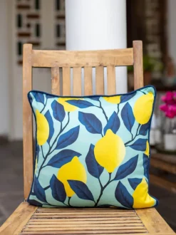 Lemon Zest Cotton Cushion Cover - 16 Inch