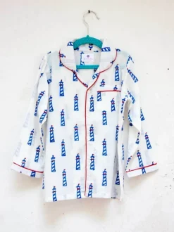 Lighthouse Magic Block Printed Cotton Top & Pyjama Set