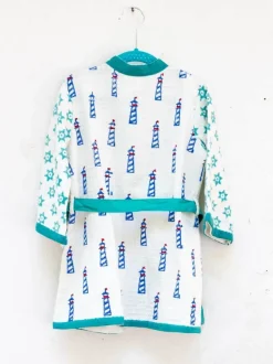Lighthouse Magic Block Printed Waffle Cotton Bath Robe