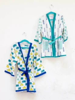 Lighthouse Magic Block Printed Waffle Cotton Bath Robe