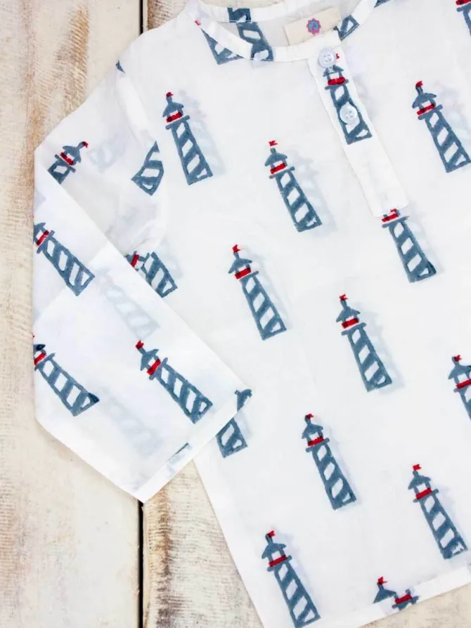 Lighthouse Magic Organic Cotton Block Printed Kurta