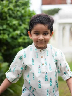 Lighthouse Organic Cotton Shirt Kurta with Roll Up Sleeves