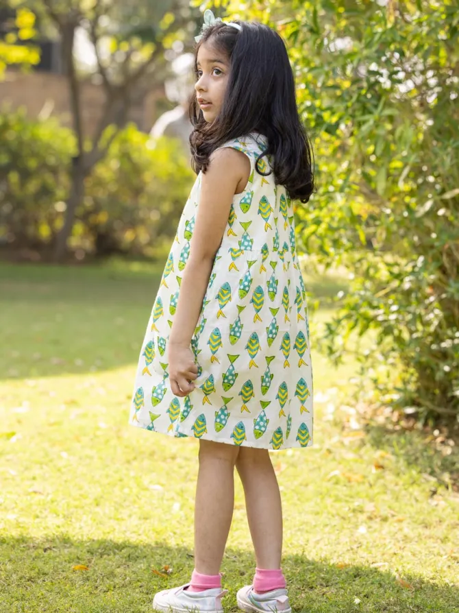 Little Fish Organic Cotton Block Printed Dress