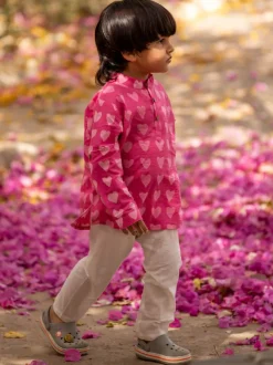 Little Hearts Organic Cotton Block Printed Kurta