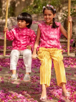Little Hearts Organic Cotton Block Printed Kurta