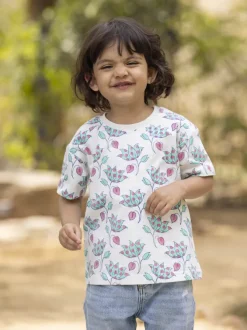 Little Lotus Organic Cotton Block Printed T-shirt