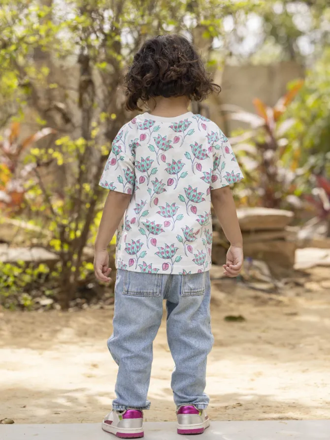 Little Lotus Organic Cotton Block Printed T-shirt