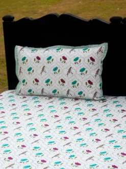 Lotus Jaal Block Printed Cotton Bedsheet