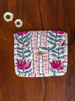 Lotus Love Block Print Cotton Wallet