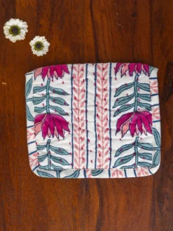 Lotus Love Block Print Cotton Wallet