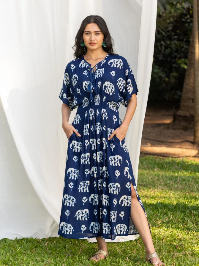 Malhar Indigo Kaftan Maxi Dress