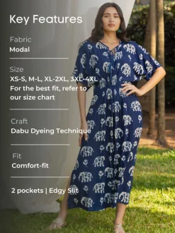 Malhar Indigo Kaftan Maxi Dress