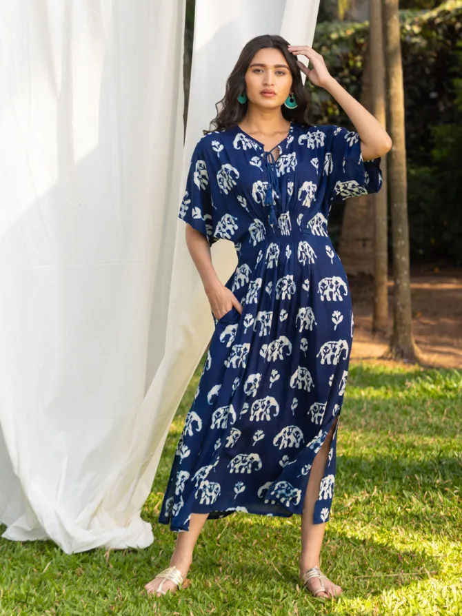 Malhar Indigo Kaftan Maxi Dress