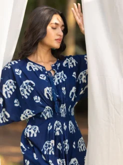 Malhar Indigo Kaftan Maxi Dress