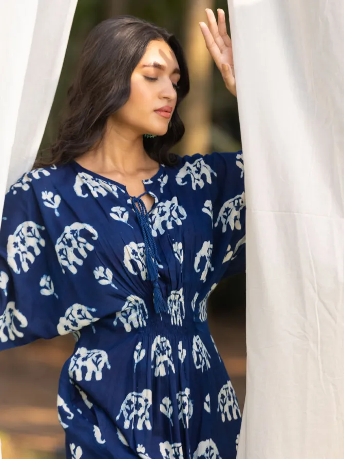 Malhar Indigo Kaftan Maxi Dress