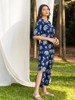 Malhar Indigo Kaftan Maxi Dress
