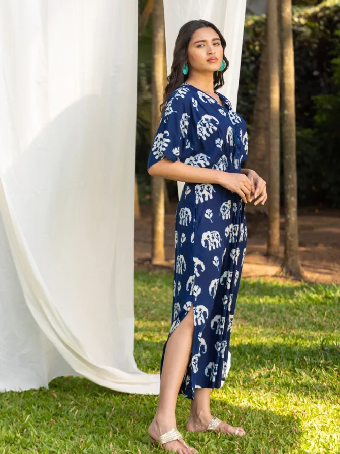 Malhar Indigo Kaftan Maxi Dress