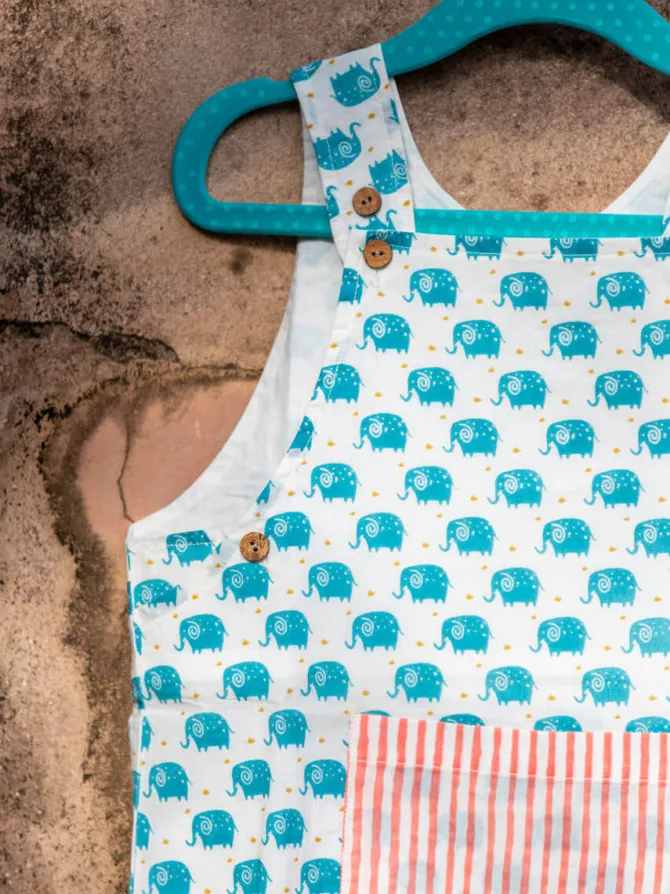 Manny Organic Cotton Block Printed Dungarees