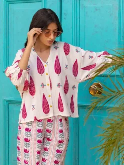 Margarita Hand Block Printed Kaftan Top - Comfort Fit