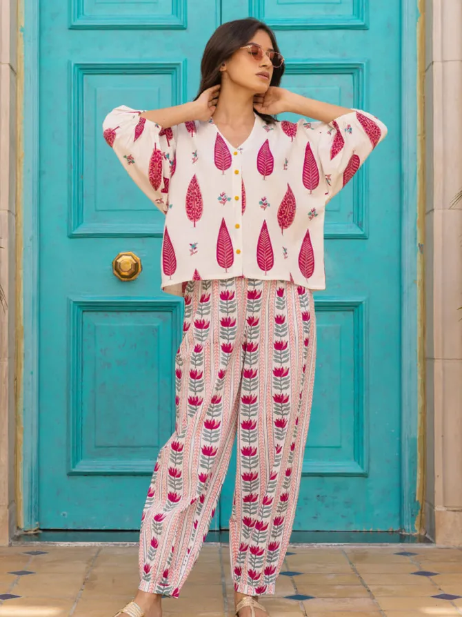 Margarita Hand Block Printed Kaftan Top - Comfort Fit