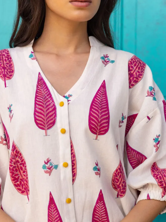 Margarita Hand Block Printed Kaftan Top - Comfort Fit