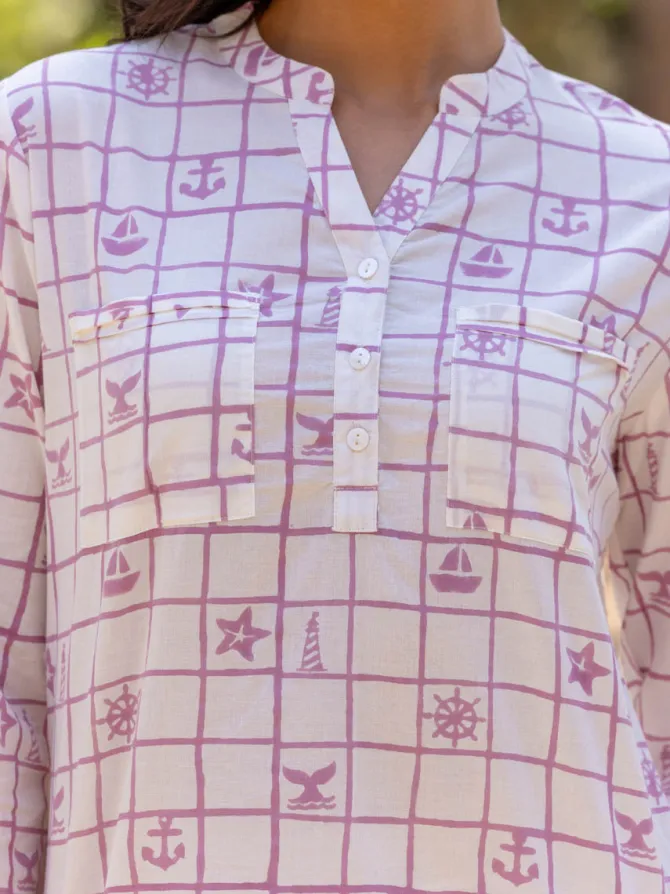 Marina Hand Block Printed Cotton Pyjama Set