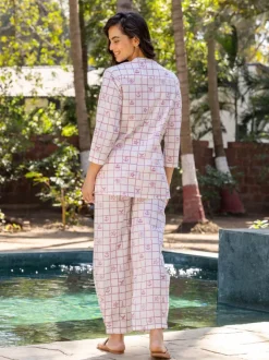 Marina Hand Block Printed Cotton Pyjama Set