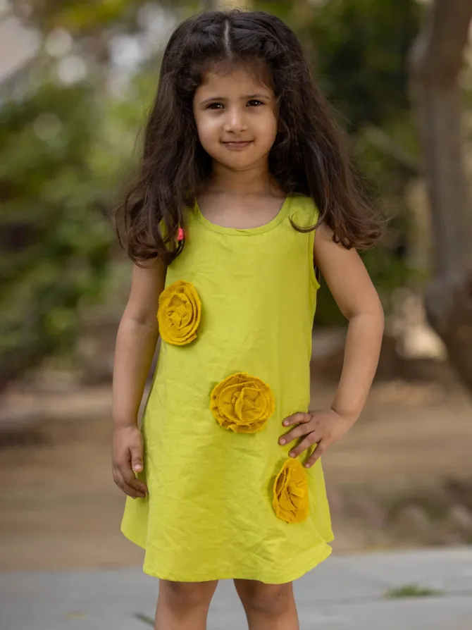 Martha Organic Cotton Green Sleeveless Dress