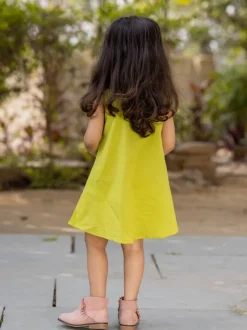 Martha Organic Cotton Green Sleeveless Dress