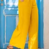 Mary Solid Yellow Palazzo Pants