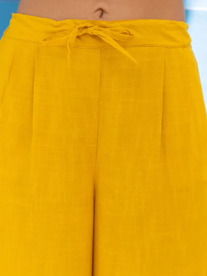 Mary Solid Yellow Palazzo Pants