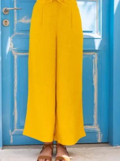 Mary Solid Yellow Palazzo Pants