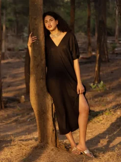Maya Black Kaftan Dress