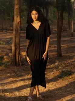 Maya Black Kaftan Dress