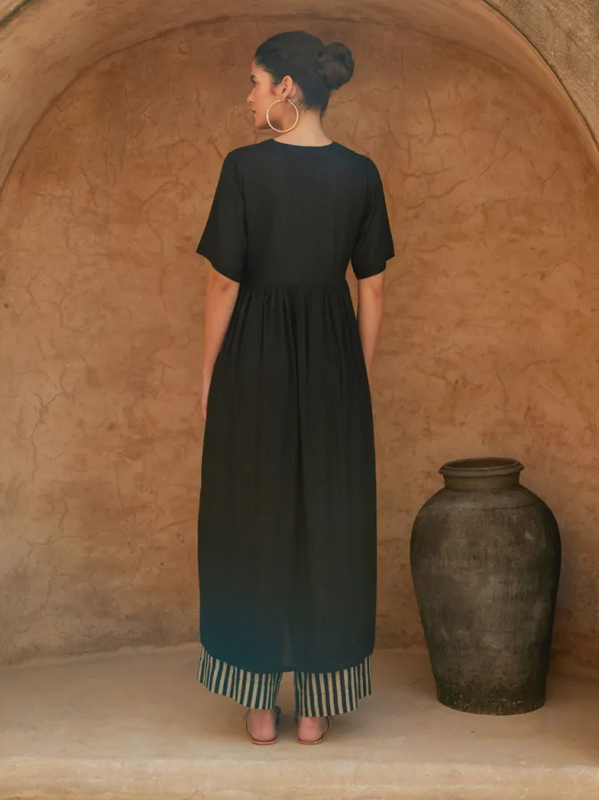 Midnight Black Modal Kurta
