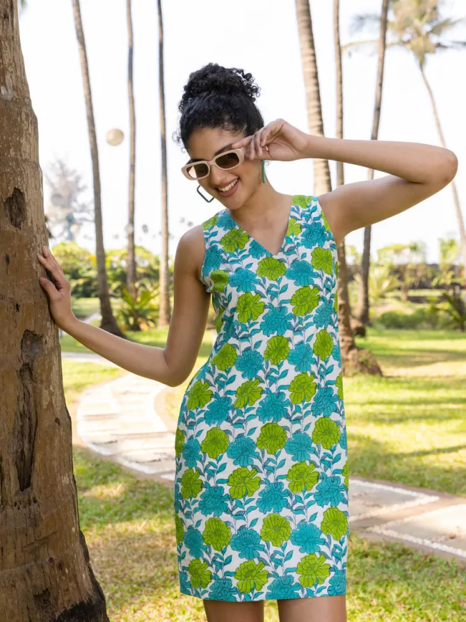 Mojito Block Printed Midi Dress