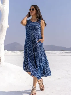 Moon Indigo Asymmetrical Sleeveless Dress