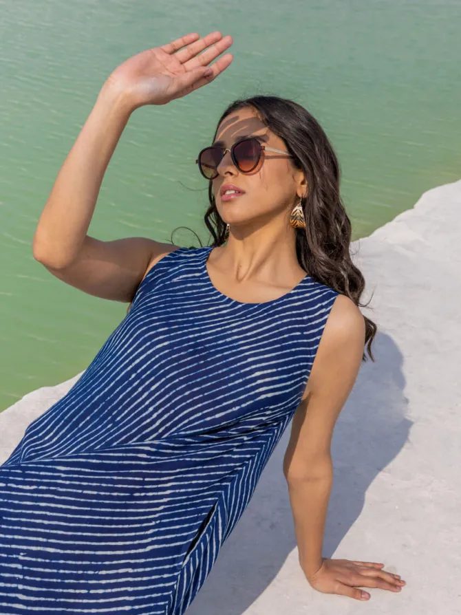 Moon Indigo Asymmetrical Sleeveless Dress