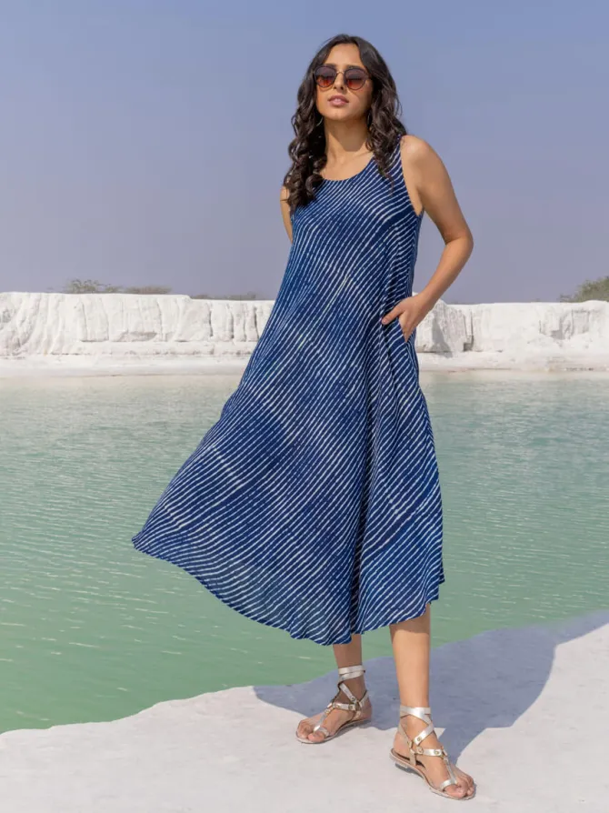 Moon Indigo Asymmetrical Sleeveless Dress